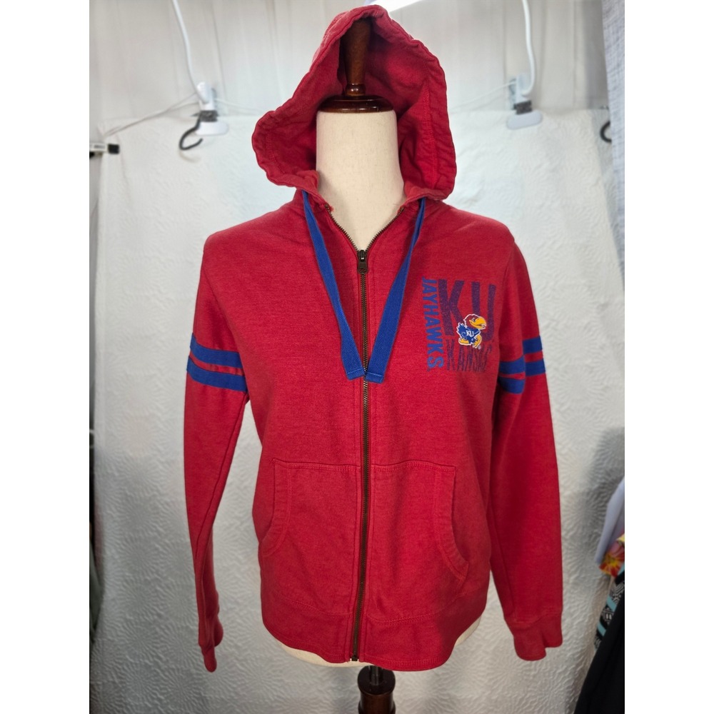 ProEdge Kansas Jayhawks Hoodie Womens Medium Red Good Full Zip NCAA Sweatshirt